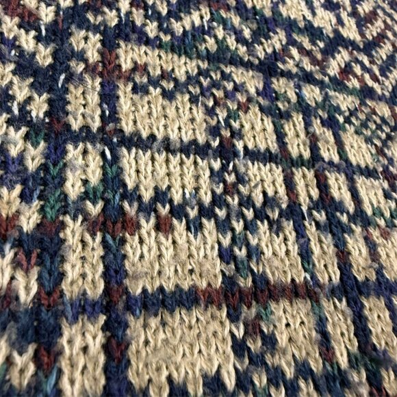 Vintage 90s Fine Line Patchwork Pattern Knit Sweater Geometric XXL - Picture 6 of 9
